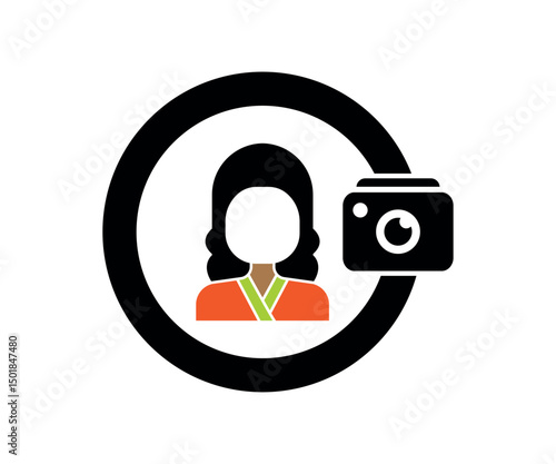 First person mobile phone selfie icon . photograph man icon.  Vector  Illustration.