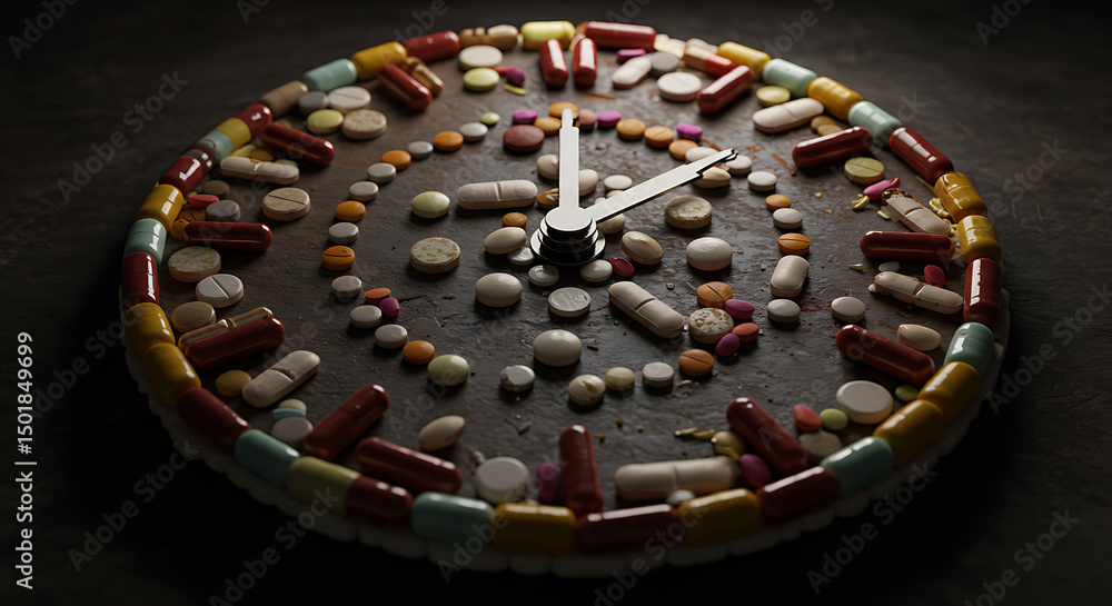Obraz premium Medicine Clock Time Reminder