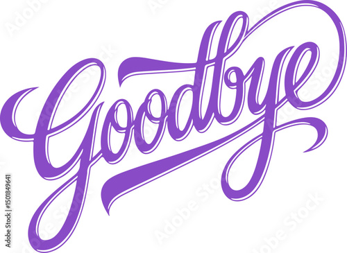 Purple Goodbye Hand Lettering.