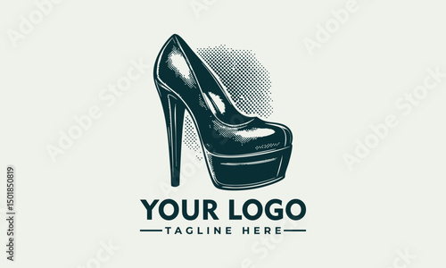 Stylized glossy high heel platform shoe illustrated with elegance and feminine appeal. Fashion concept

