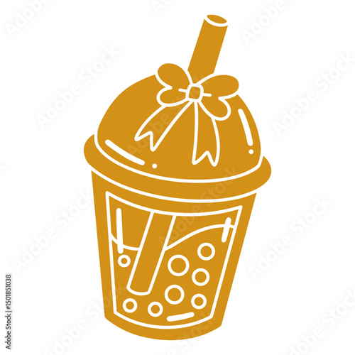Cup of bubble tea with a bow on it