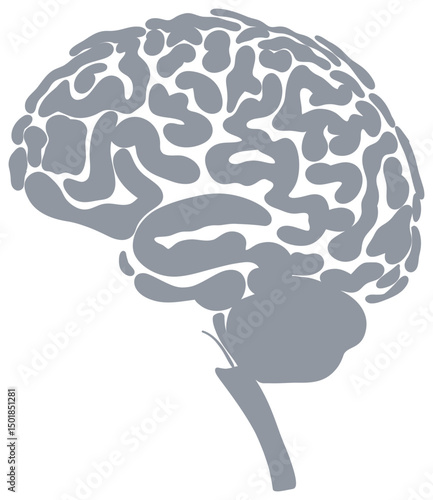 The sticker is a schematic image of the human brain, made in the form of an abstract labyrinth of smooth, winding lines imitating the cerebral cortex.