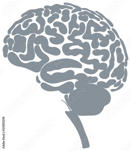 The sticker is a schematic image of the human brain, made in the form of an abstract labyrinth of smooth, winding lines imitating the cerebral cortex.