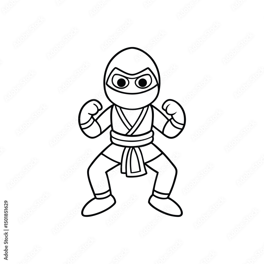 Obraz premium Ninja in a Fighting Pose Kids Coloring Page Vector
