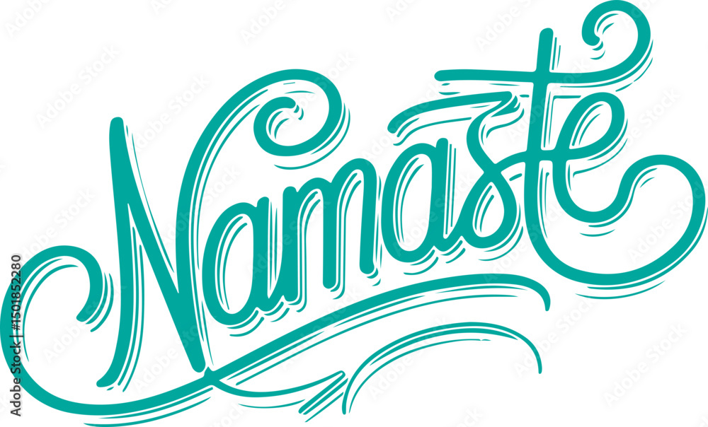Obraz premium Namaste Teal Hand Lettering.
