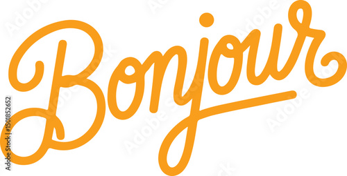Bonjour Orange Handwritten Script.