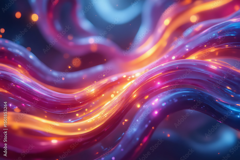 Fototapeta premium Colorful Abstract Waves with Glowing Light