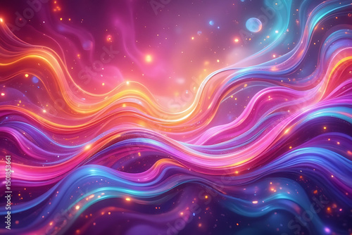 Colorful Abstract Waves with Glowing Light
