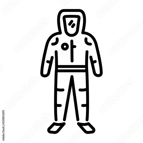 An outline style icon of safety suit