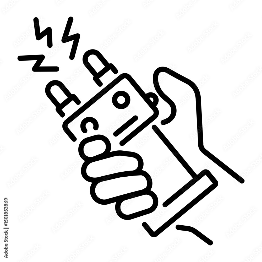 A line style icon of stun gun A line style icon of stun gun