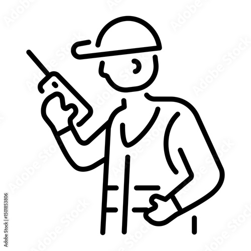 An outline style icon of security guard