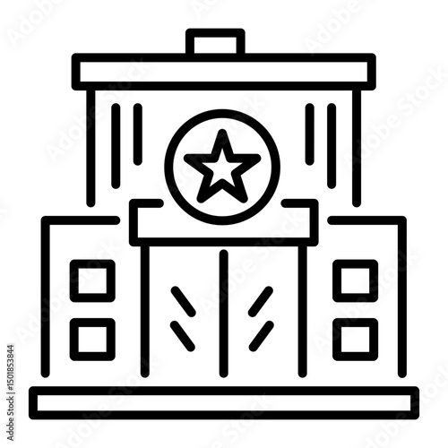 A linear style icon of police station
