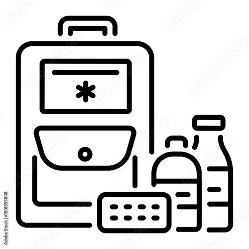 An outline style icon of emergency backpack