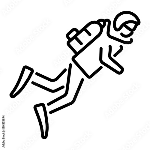 A linear style icon of scuba diver