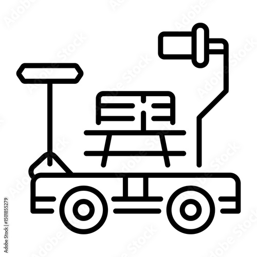 An outline style icon of camera dolly
