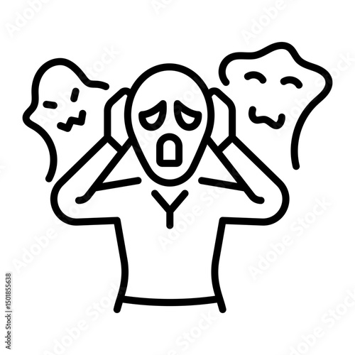 An outline style icon of scared