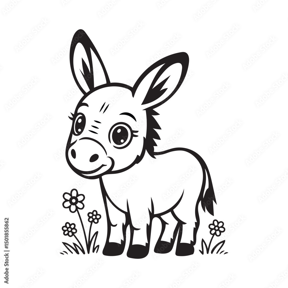 a bold black and white vector illustration of a donkey on white background a bold black and white vector illustration of a donkey on white background