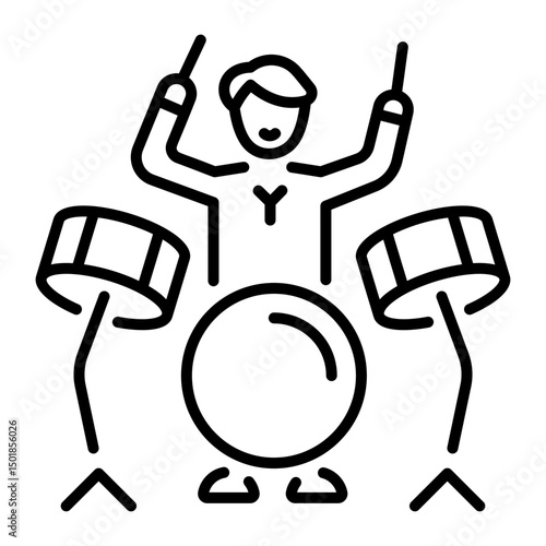 A linear style icon of drummer