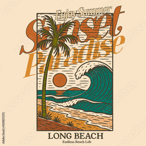 Photography Sunset beach paradise in long beach