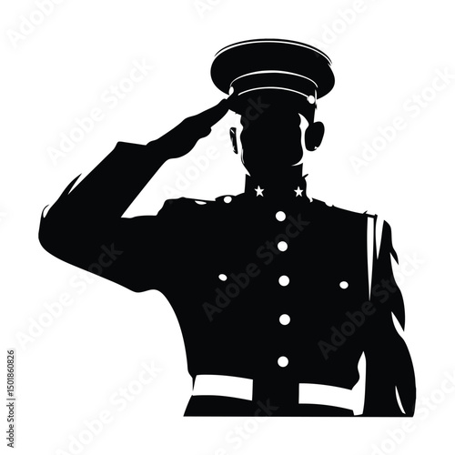 Silhouette of Saluting Military Officer