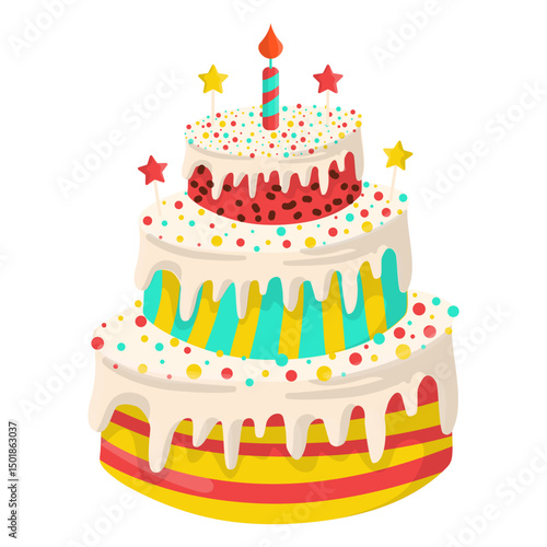 Vanilla birthday cake illustration