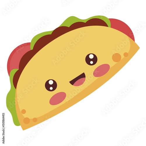 Flat kawaii taco