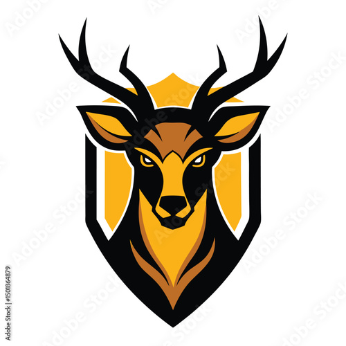 Deer animal vector illustration silhouette of a wild stag head with antlers