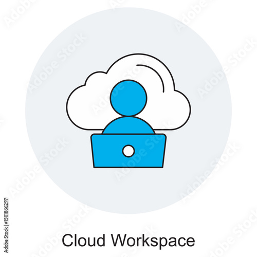 loud Workspace icon, Seamless Collaboration in the Cloud, Empower Remote Teams with a Cloud Workspace, vector