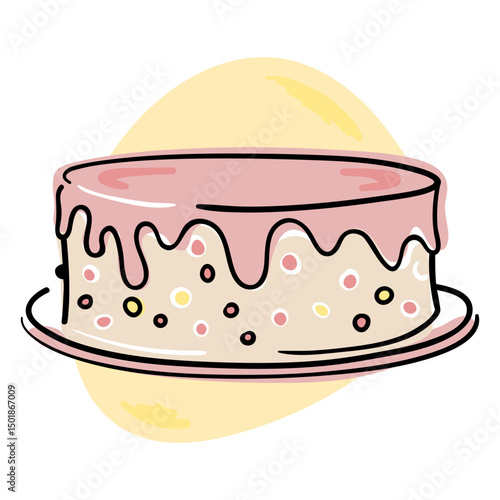 Pink glazed cake color stroke