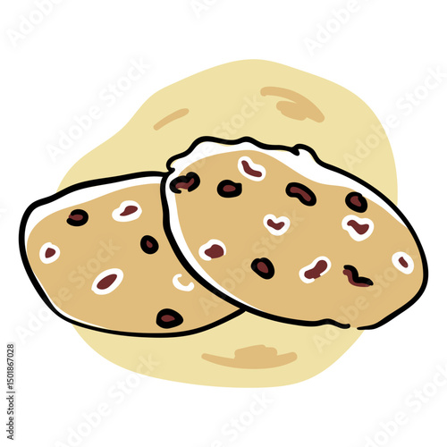 Chocolate chips cookies design color stroke