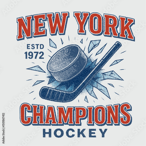 new youk Champions hokey team. sports vinatge graphics. vintage hockey t-shirt design. Hocky T-shirt Design, Hocky Season.