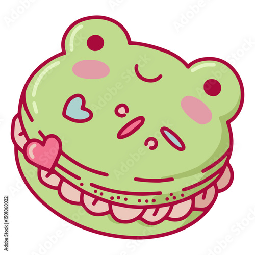 Kawaii frog macaron sticker