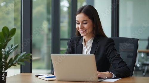 businesswoman working on laptop