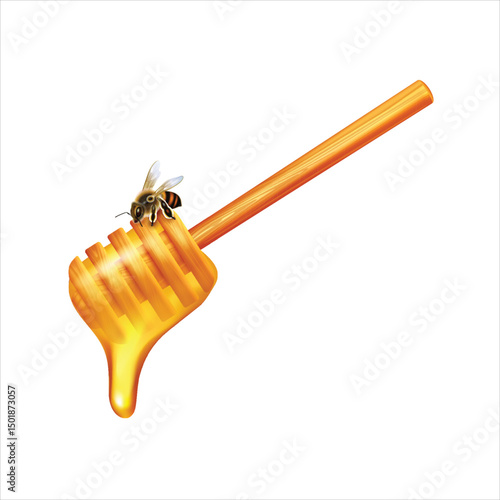 Honey dipper with melted honey drops