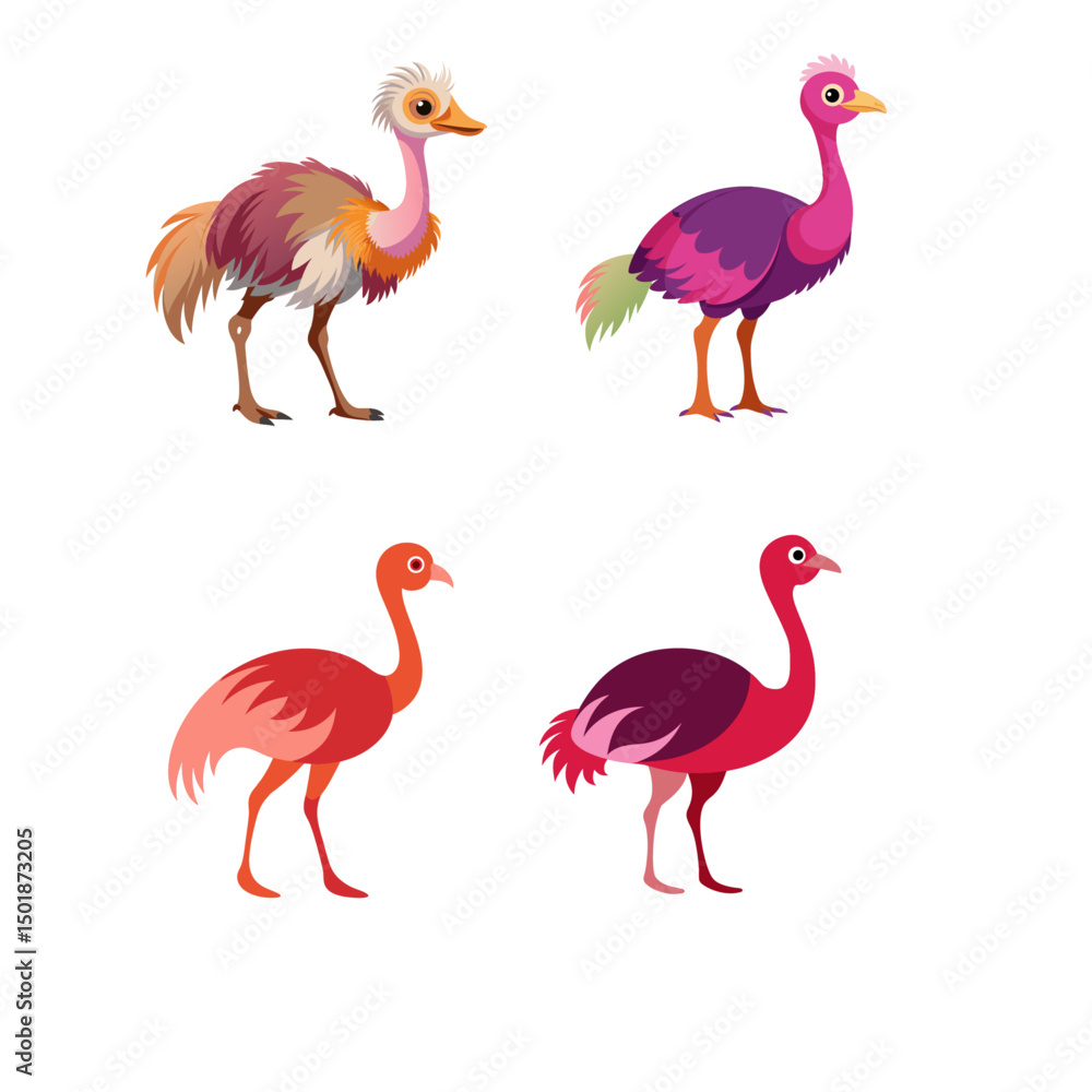 Fototapeta premium set of pink flamingos