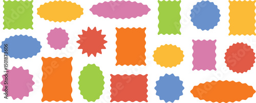 Abstract Decorative Label Bundle – Bright and Black Badge Shapes for Coupons, Price Tags, or Printable Designs

