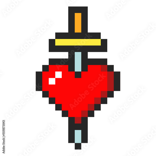 Romantic heart with a sword