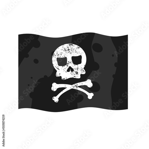 pirate flag with skull and crossbones, jolly roger– vector illustration