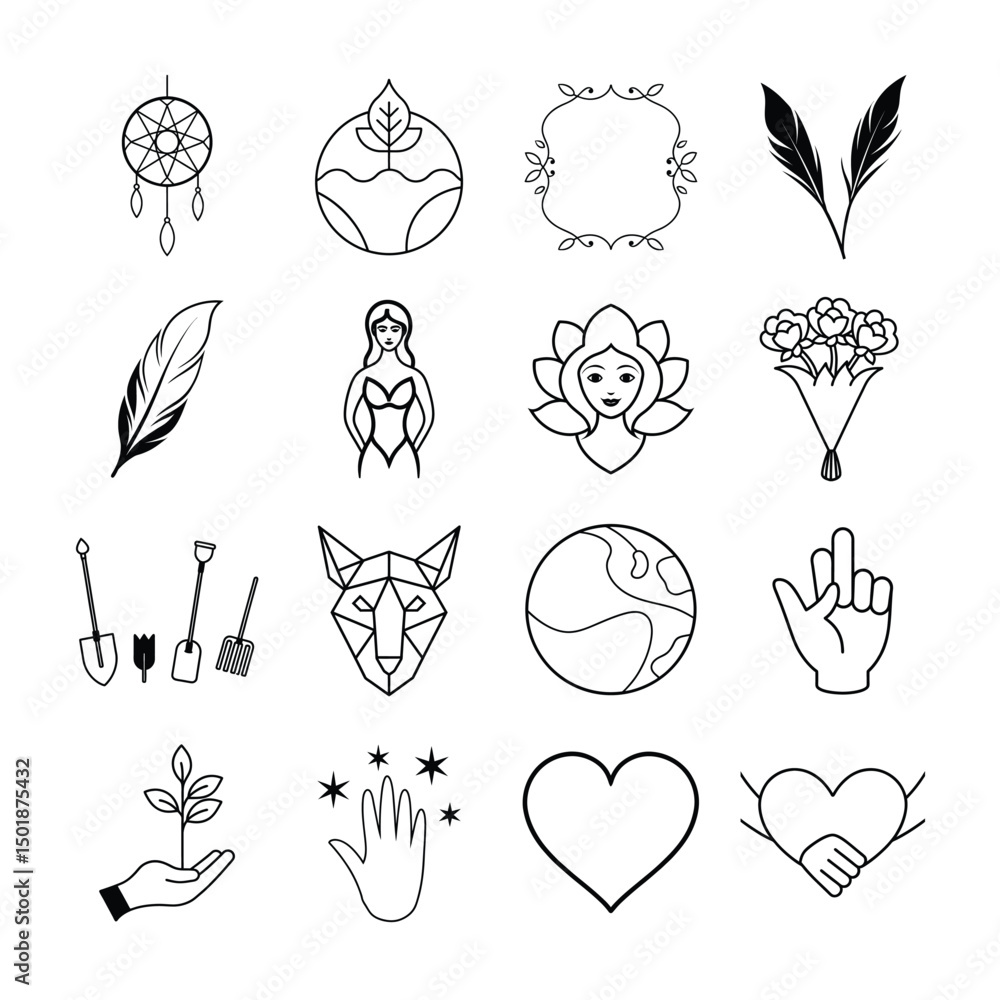 Fototapeta premium set of hand drawn hearts