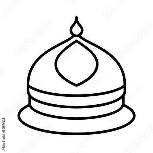 Classic Islamic Cap Outline Vector Illustration
