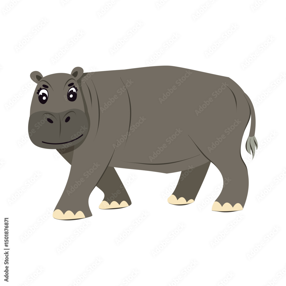 Funny hippo isolated. Children cute animal vector illustration. African hippopotamus. Funny hippo isolated. Children cute animal vector illustration. African hippopotamus.