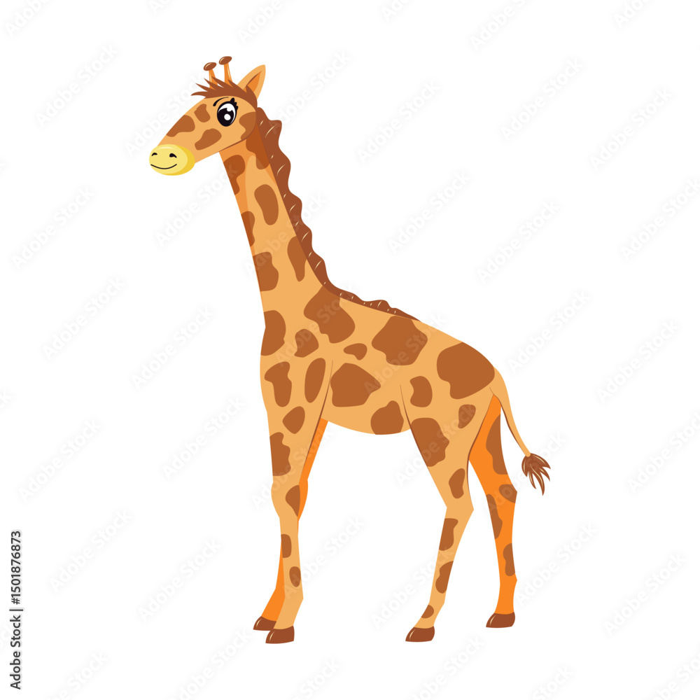 Funny giraffe isolated on white background. Children cute animal vector illustration. African wildlife. Funny giraffe isolated on white background. Children cute animal vector illustration. African wildlife.