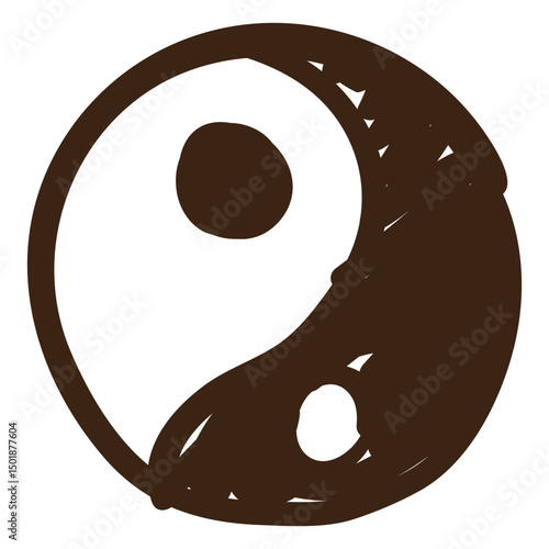 Yin yang colored doodle