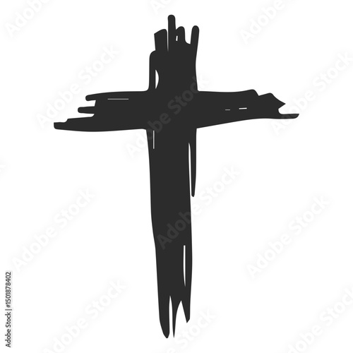 Christian cross doodle icon