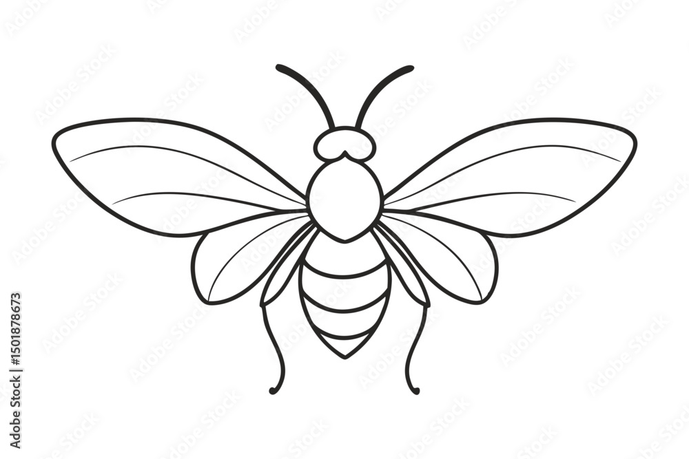 Bee Flying Line Art Illustration Bee Flying Line Art Illustration
