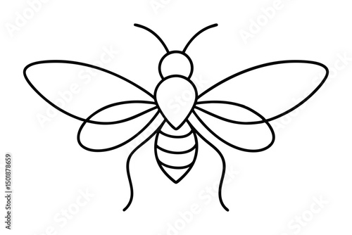 Cute Bee Line Drawing for Coloring