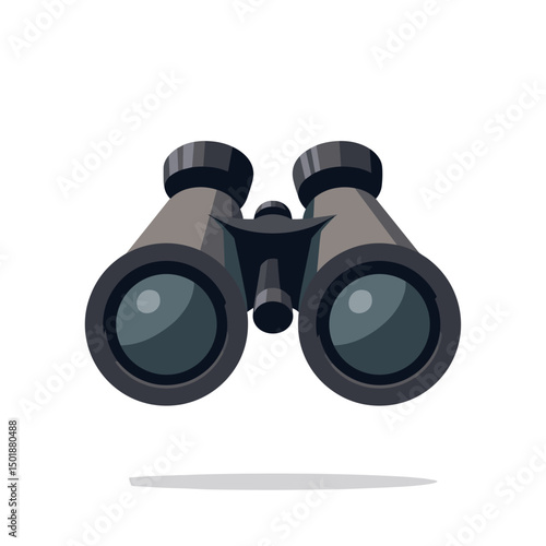 Illustration of Black Binoculars for Exploration, Observation and Discovery, Sleek Design