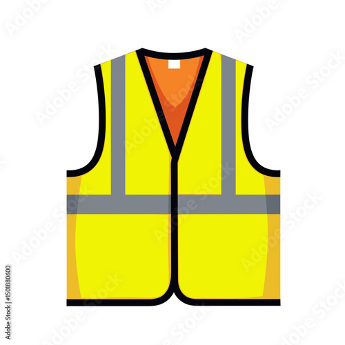 High Visibility Safety Vest Illustration: Essential Protective Gear for Construction and Industrial Work