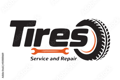 Professional tire service and repair logo design isolated on white background