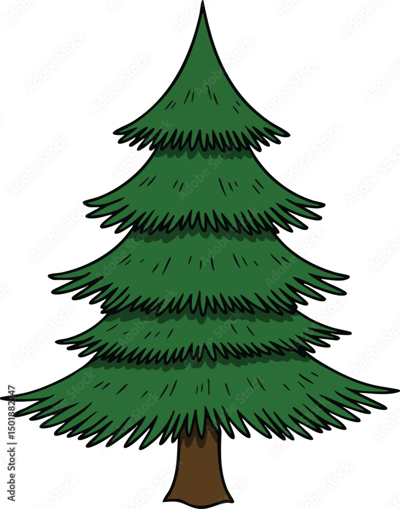 Obraz premium Pine tree evergreen conifer forest plant green nature vector illustration simple design